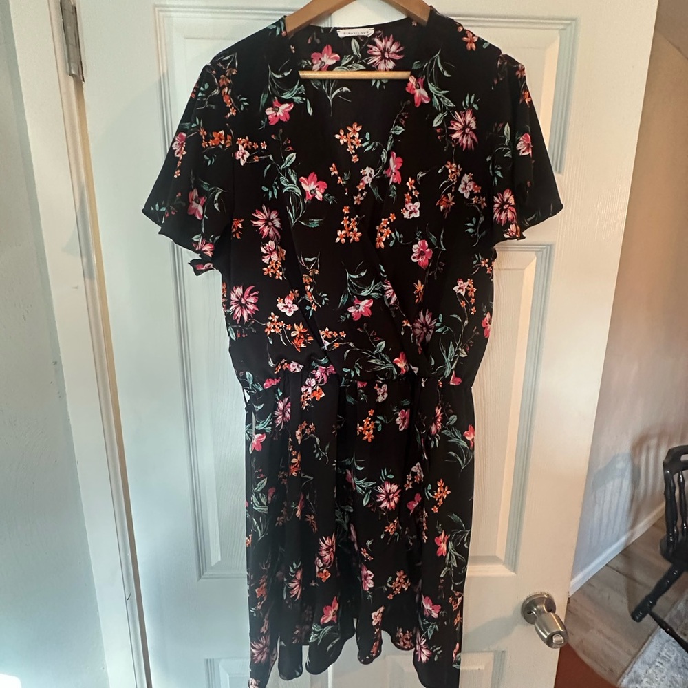 Black Floral Midi Ruffled Dress 3X